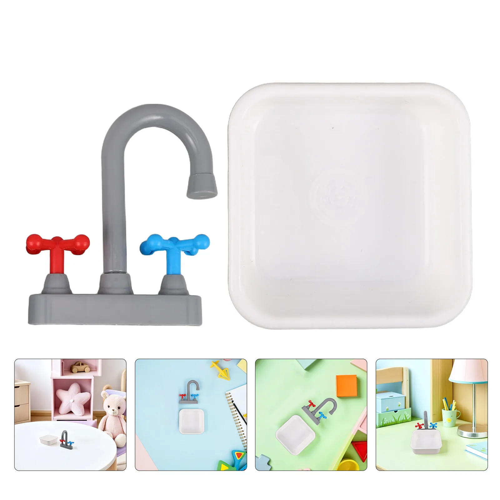 

1Set Kitchen Sink Water Faucet Playset Realistic Plastic Pretend Play Accessories for Kids Role Play