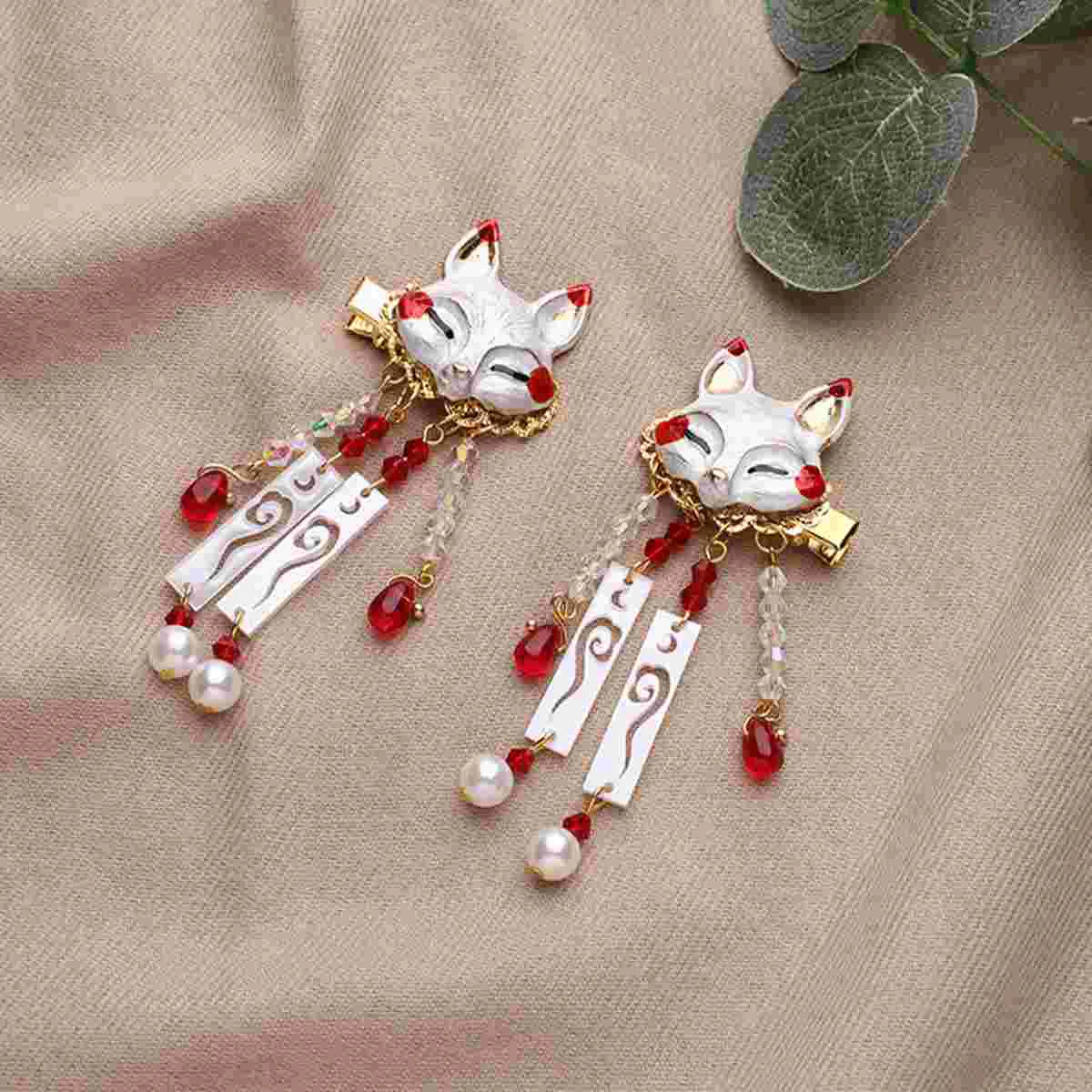 Fox Tassel Clip Chinese Hair Clips Women Animal Accessories Barrette Girl Alligator