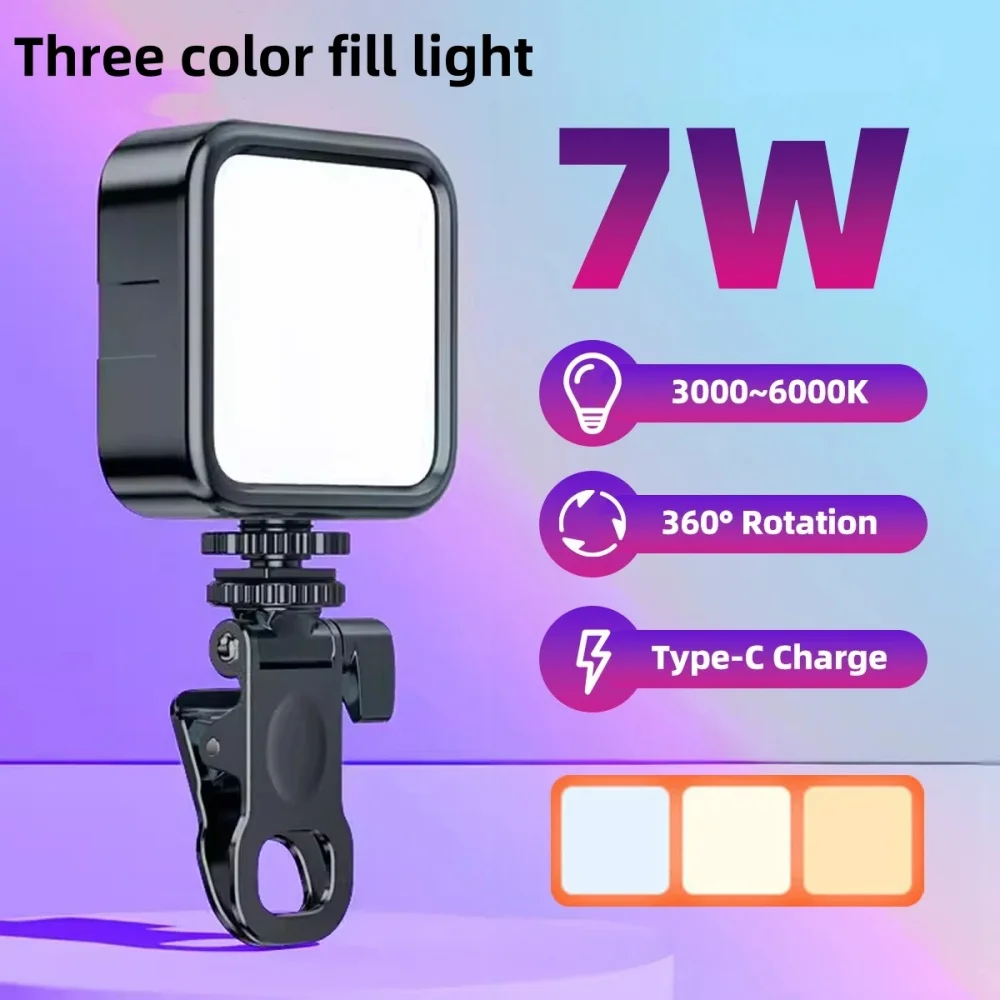 Portable LED Selfie Light for iPhone Samsung iPad Mobile Phone Laptop Clip Rechargeable Flash Fill Photo Video Photography Lamp