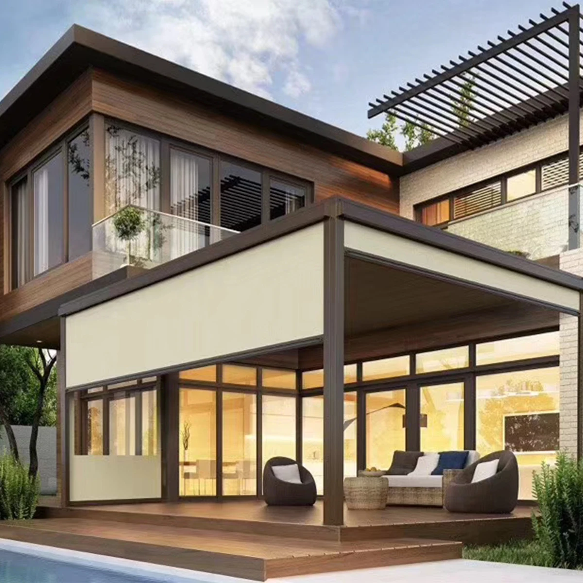 Outdoor Power Blinds - المدمج في مقاوم للماء يندبروف في