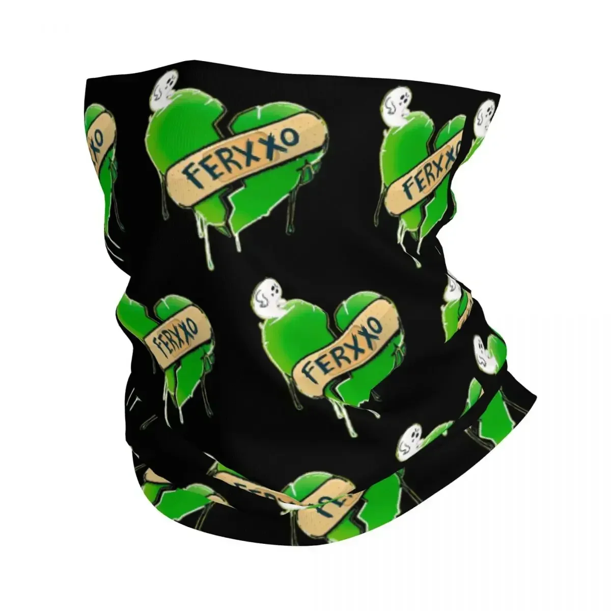 Feid Ferxxo Rapper Bandana Neck Cover Printed Broken Heart Wrap Scarf Multi-use Headwear Cycling for Men Women Adult Breathable