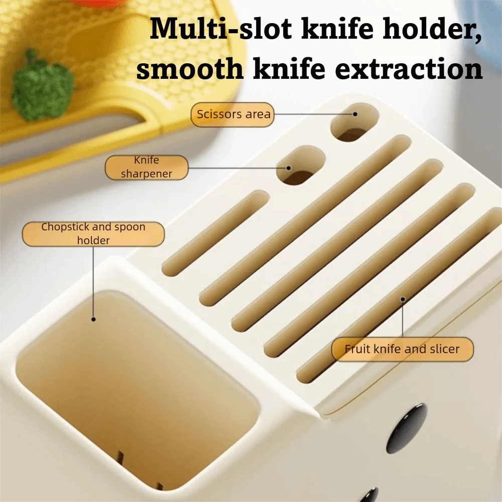 

Stable Knives Storage Rack Anti-slip Space Saving Chopstick Bucket Plastic Large Capacity Countertop Knives Holder Kitchenware