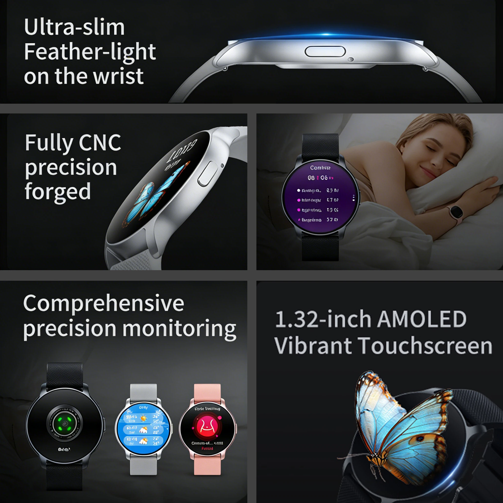 1.32'' AMOLED 466*466 Screen Bluetooth Calling Smartwatch Heart Rate Blood Pressure Monitor Multi Sport Modes Smart Watch Women