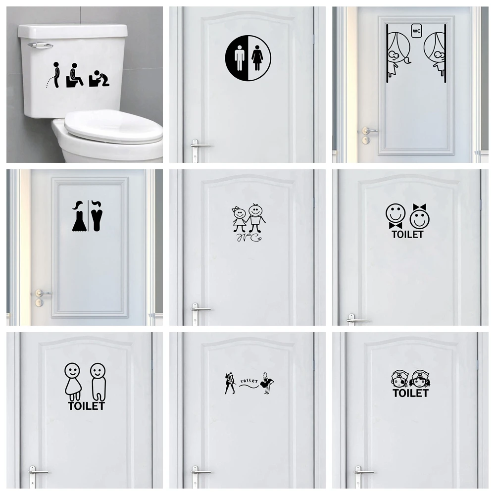 1 pc pretty toilet or WC Nursery Wall Stickers Vinyl Art Decals For bedroom bathroom washroom Home Decor Art Decor Wallpaper