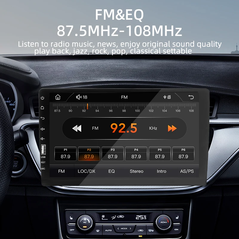 Hippcron 9 '' Carplay راديو السيارة 1 Din أندرويد السيارات مشغل وسائط متعددة شاشة تعمل باللمس بلوتوث USB MirrorLink Universal Autoradio