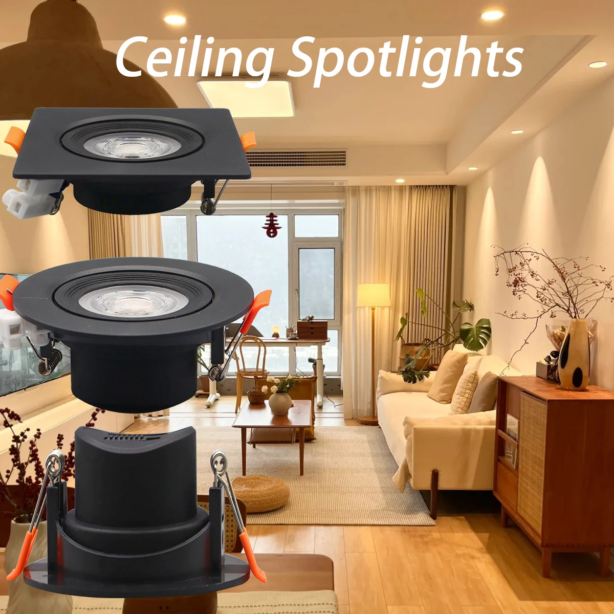 

10pcs LED Dial Switch Spotlight Tri Color Dimming 3000K 4000K 6500K Embedded AC 220V 110V Downlight 7W for Home Decoration