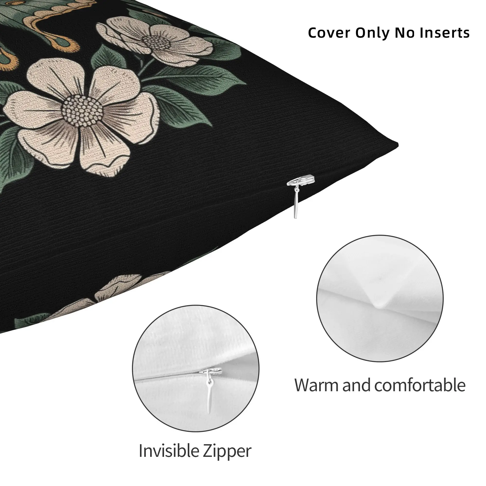 Luna Moth Goblincore Aesthetic Pillowcase Soft Polyester Cushion Cover Decorations Cottagecore Throw Pillow Case Cover Zippered
