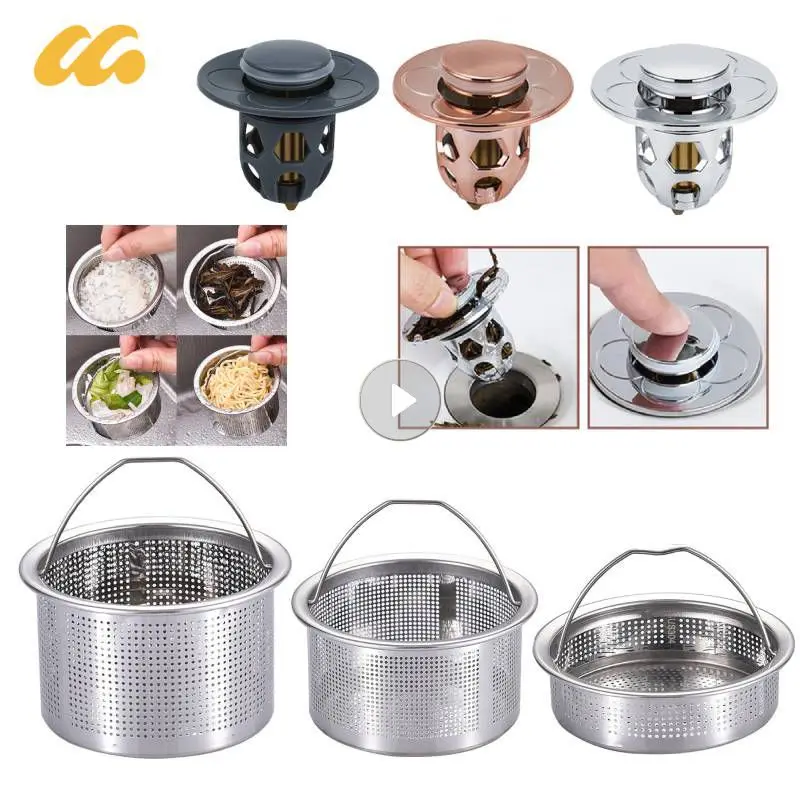 Water Basin Sink Drain Strainer Dense Hole Kitchen Sink Filter Anti-clogging Sink Drain Plug Kitchen Tool Fine Mesh With Handle