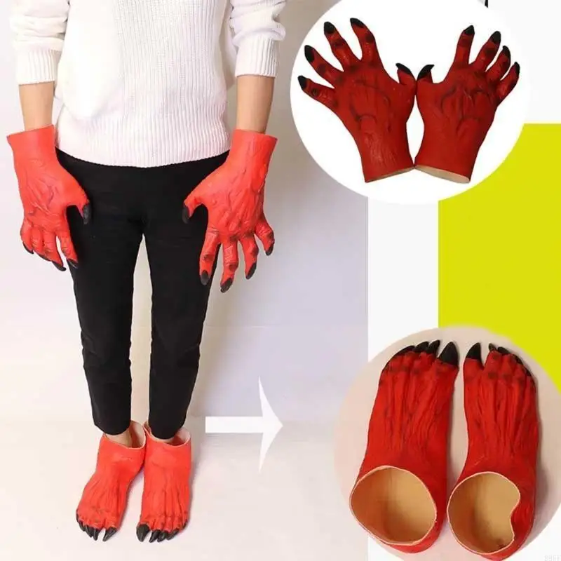 

B95F Funny Lobster Claws Gloves Halloween Cosplays Party Hands Dress up Props