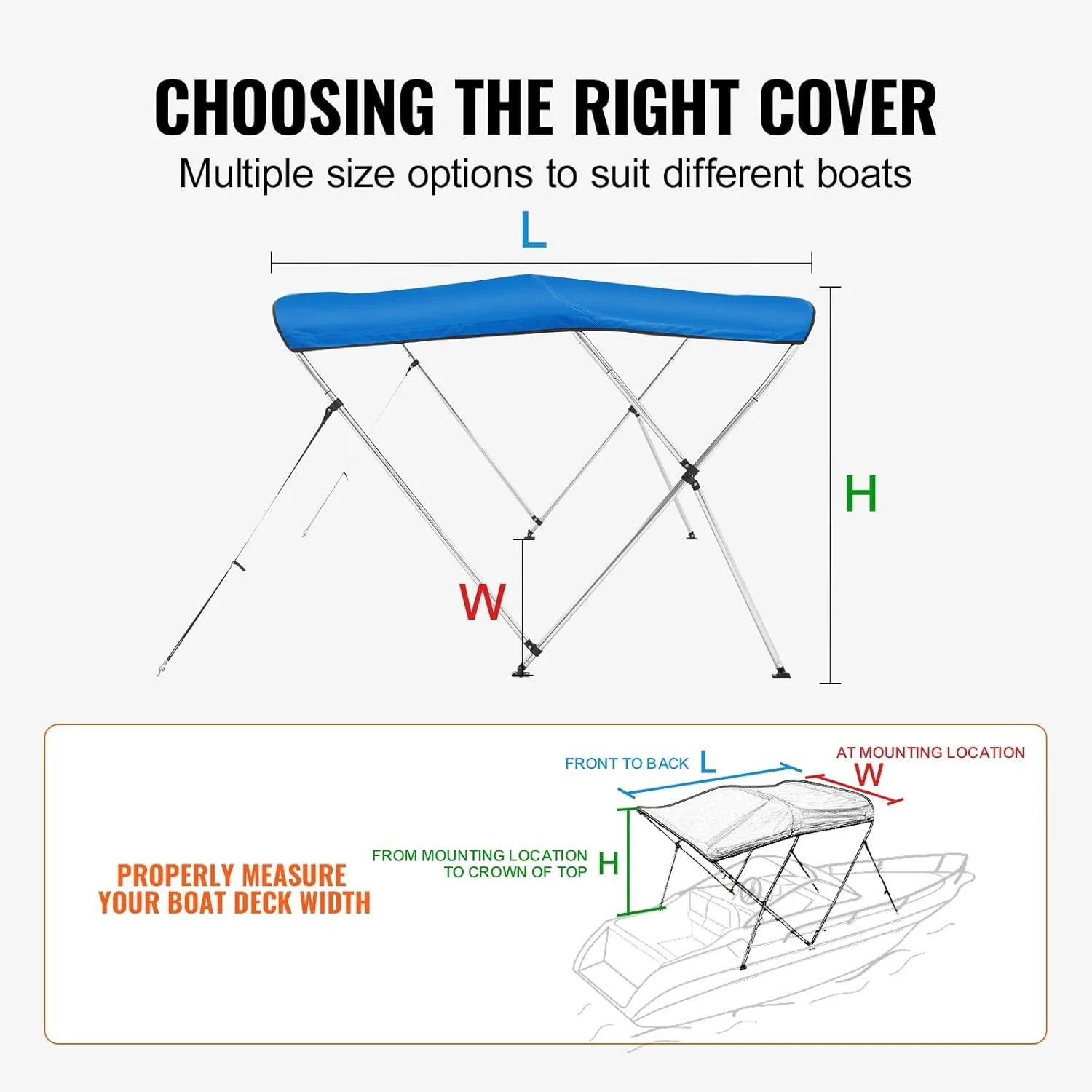 Top Boat Cover, 600D Polyester Canopy with 1
