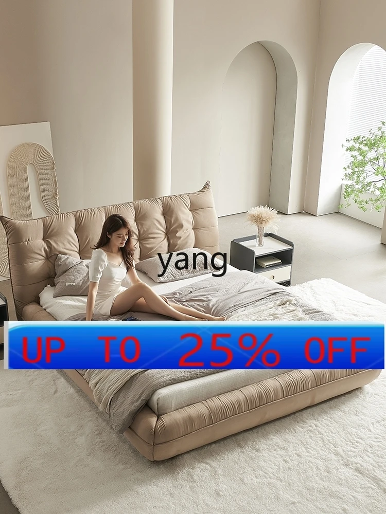 

LMM Italian light luxury cloud bed modern light luxury master bedroom big bed minimalist cream wind soft bag floor