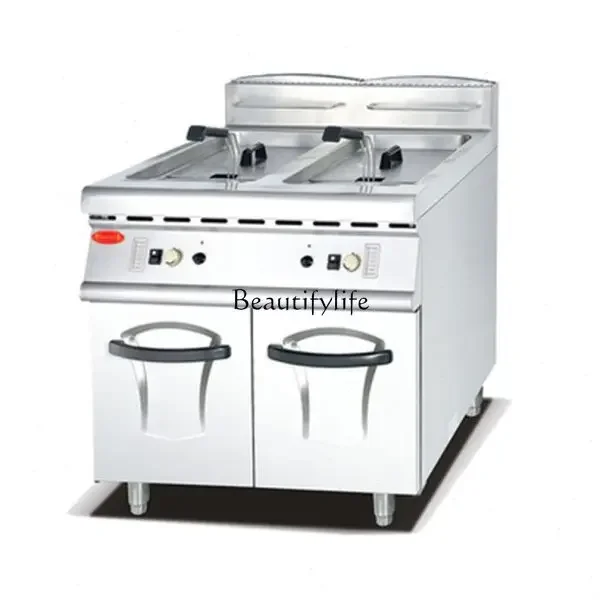 

Large capacity vertical gas double cylinder stainless steel large automatic frying machine