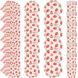 Strawberry Sets Birthday Decoration Party Disposable Paper Napkins Cups Plates Tablecloths Party Supplies