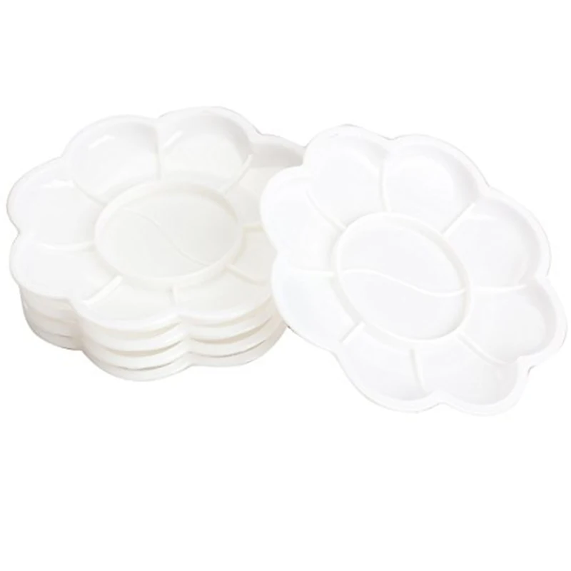 5Pcs Plastic Nail Art Paint Color Mixing Palette Plate Disk Essential Tool