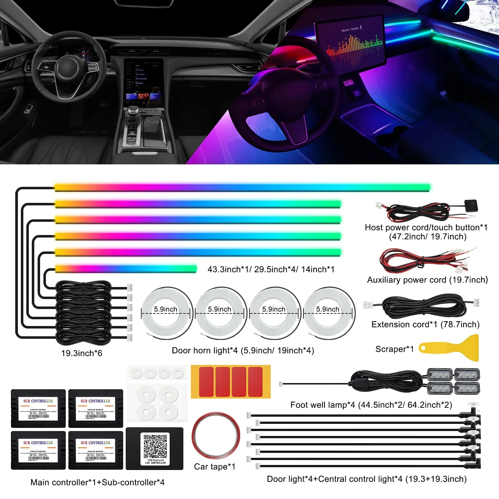 22 In 1 Neon Streamer Ambient Light Led Interior Car Acrylic Strip For Tesla Accessories model y tesla model 3 Decorative Lamp