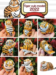 2022 Home Decoration New Year Animal Model Tiger Doll Doll Toy Creative Handicraft Car Ornament Cute Tiger Decoration Craft