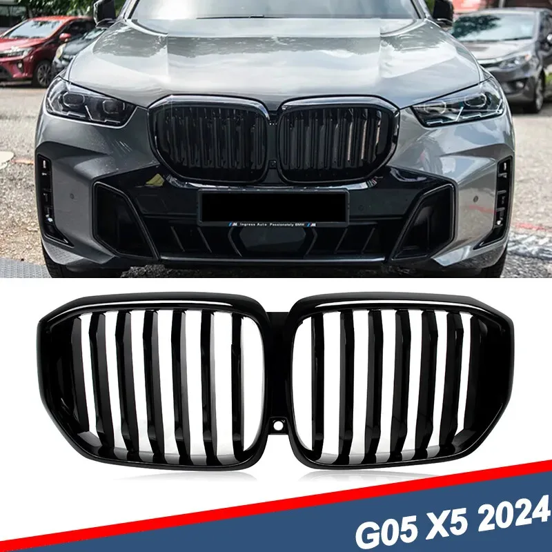

Gloss Black Front Grill Replace For G05 X5 LCI 2024 2025 Front Bumper Kidney Grille Single Line Racing Grill Car Accessories