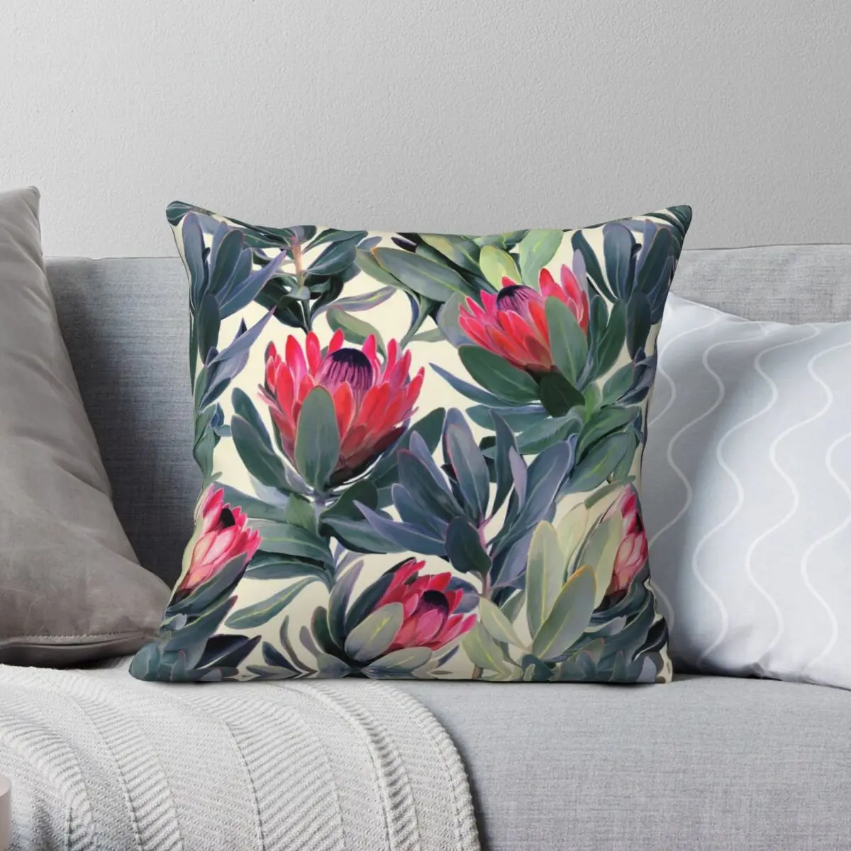 Protea Proteoideae Bloom Square Pillowcase Polyester Linen Velvet Pattern Decorative Throw Pillow Case Sofa Seater Cushion Cover