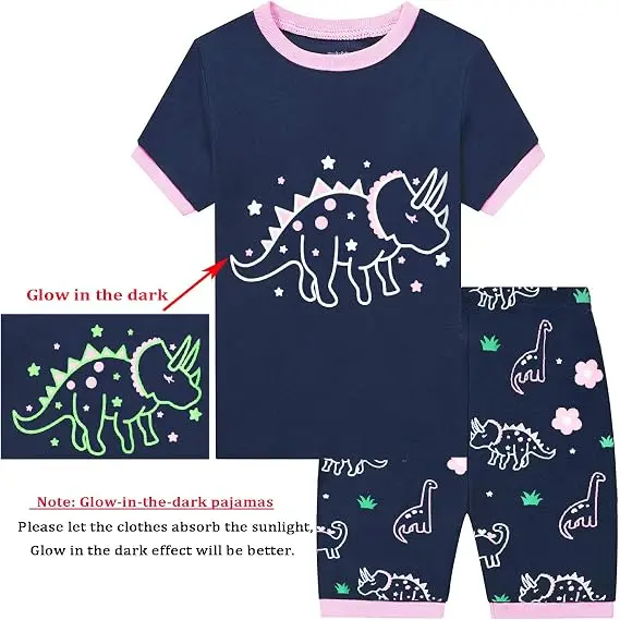 Little Hand Kids Printed Pyjamas Soft Short Sleeve Night Clothes Glow In Dark Elf Butterfly Pattern Summer Loungewear Set For 2-