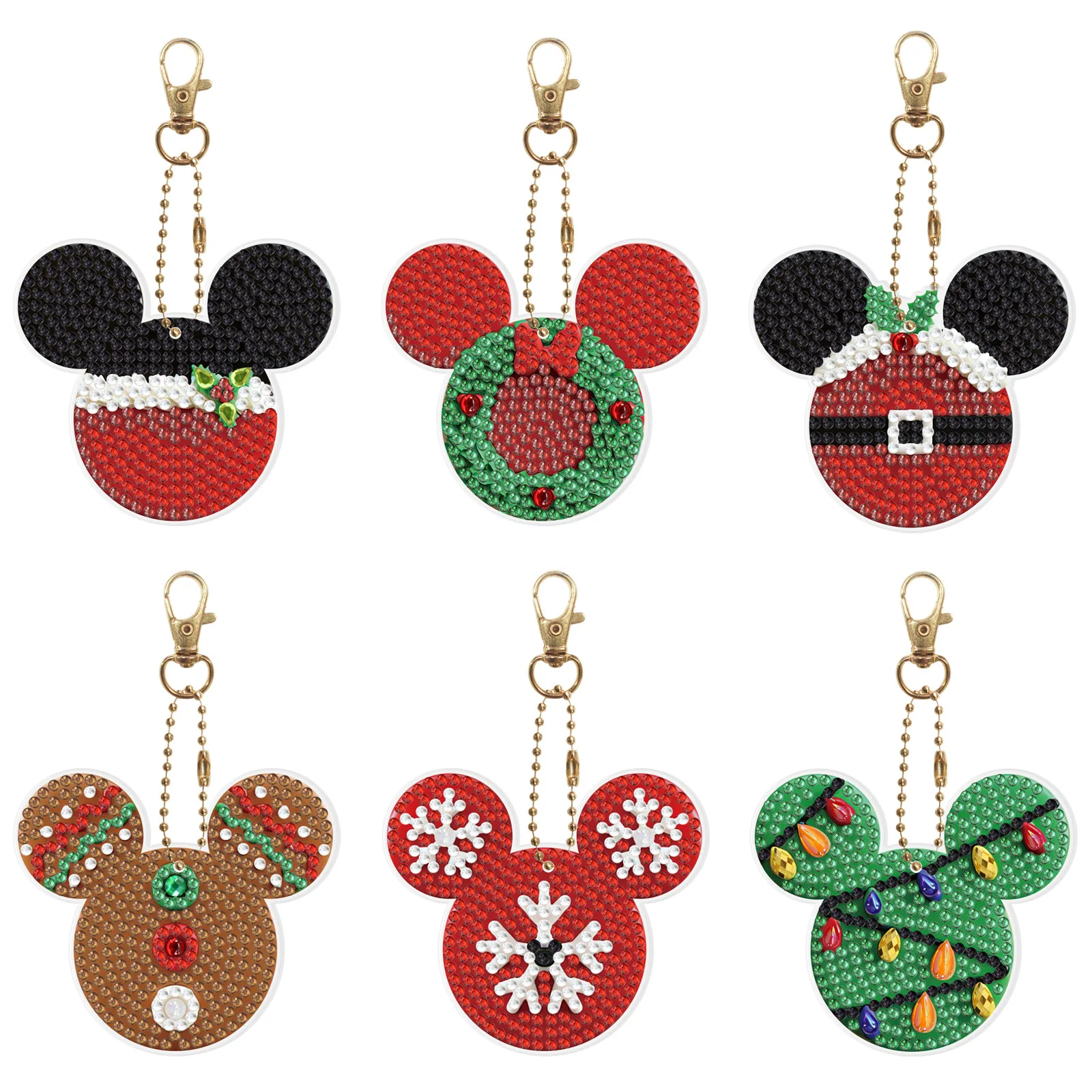 

Mickey Mouse Rainbow 4-6Pcs Cartoon DIY Diamond Painting Keychain Kids Birthday Gift Cartoon Bag Pendant Souvenirs Cute