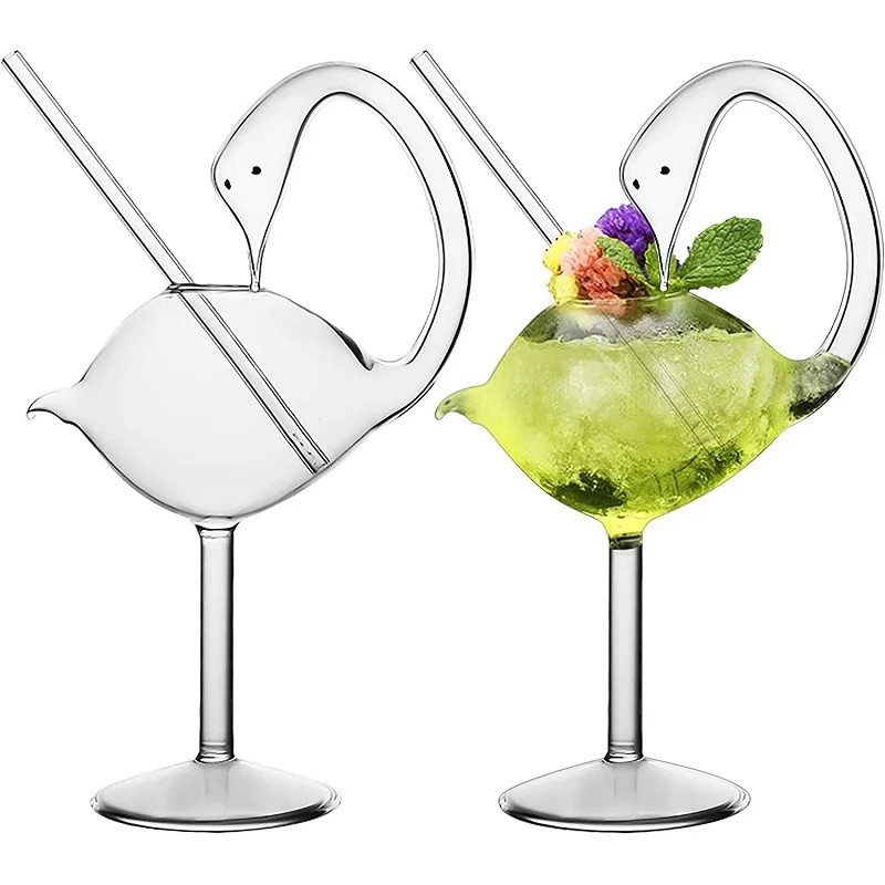

180ml Creative Cocktail Glass Swan Design Clear Cocktail Glass Novelty Drink Cup for KTV Bar Night Party Cocktail Set