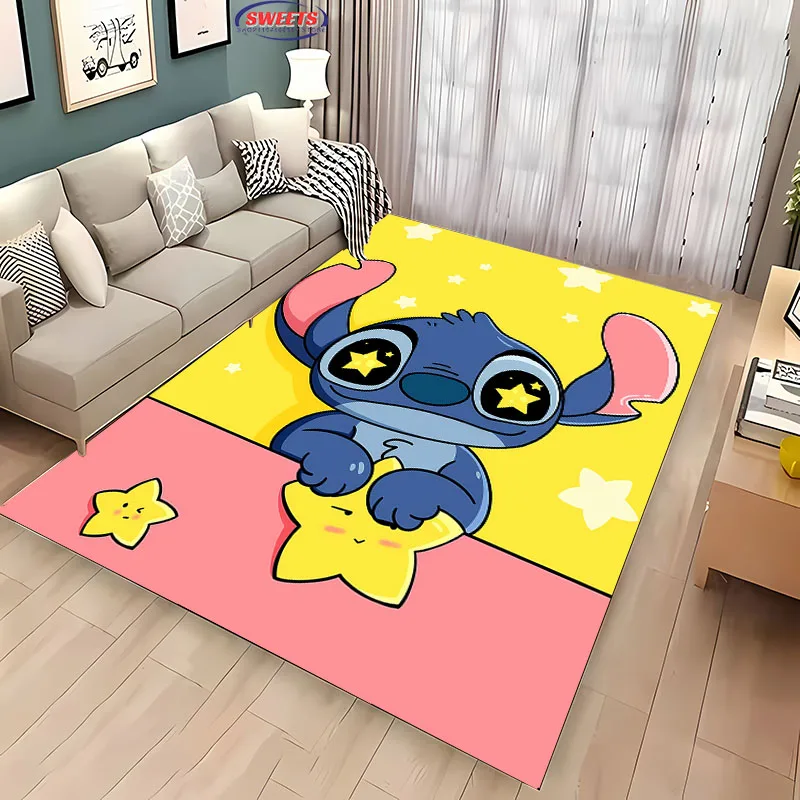 Unique Disney Stitch Cartoon Carpet 3D HD Printing for Living Room Children‘s Bedroom Mat Sofa Doormat Floor Anti-slip Decor Rug