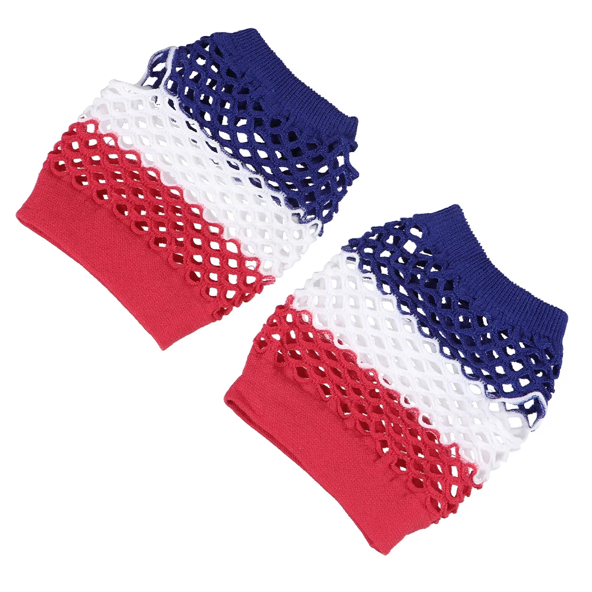 

3Pairs Us Flag Fishnet Half Finger Gloves Breathable Elastic Durable Party Dance Cosplay Costume Accessories for Women Girls