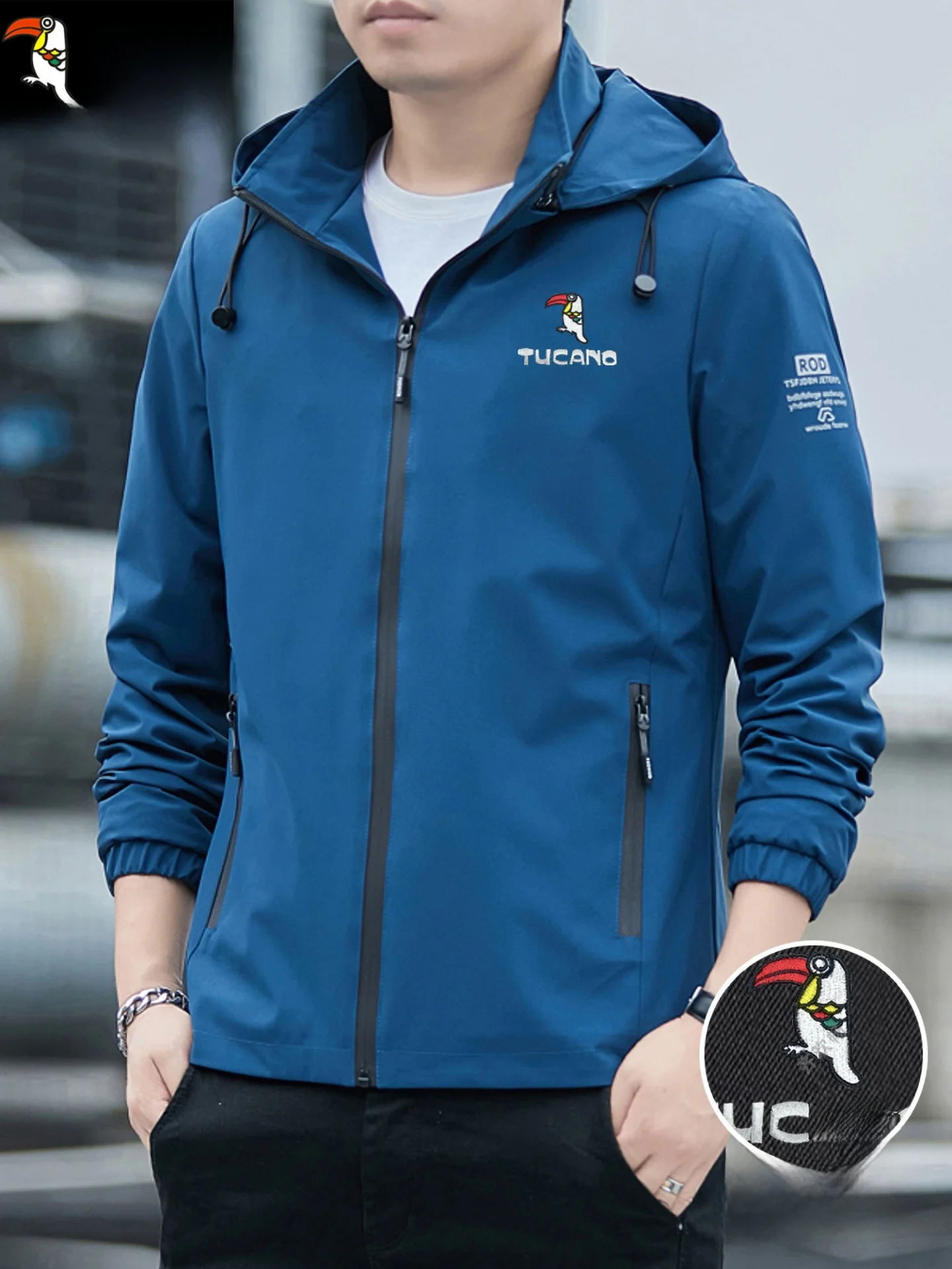 

Мужская куртка с капюшоном и вышивкой Fce, повседневная рабочая одежда, полиэфирная ткань, длинная застежка-молния све, молодежный осенне-зимний топ