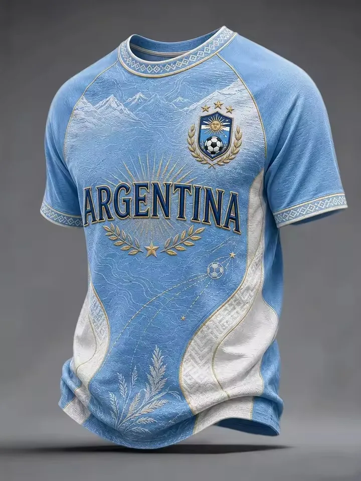 2026 Edition Argentine Fan Football Training T-Shirt - 3D Digital Printing - Comfortable and Breathable - Family Clothing