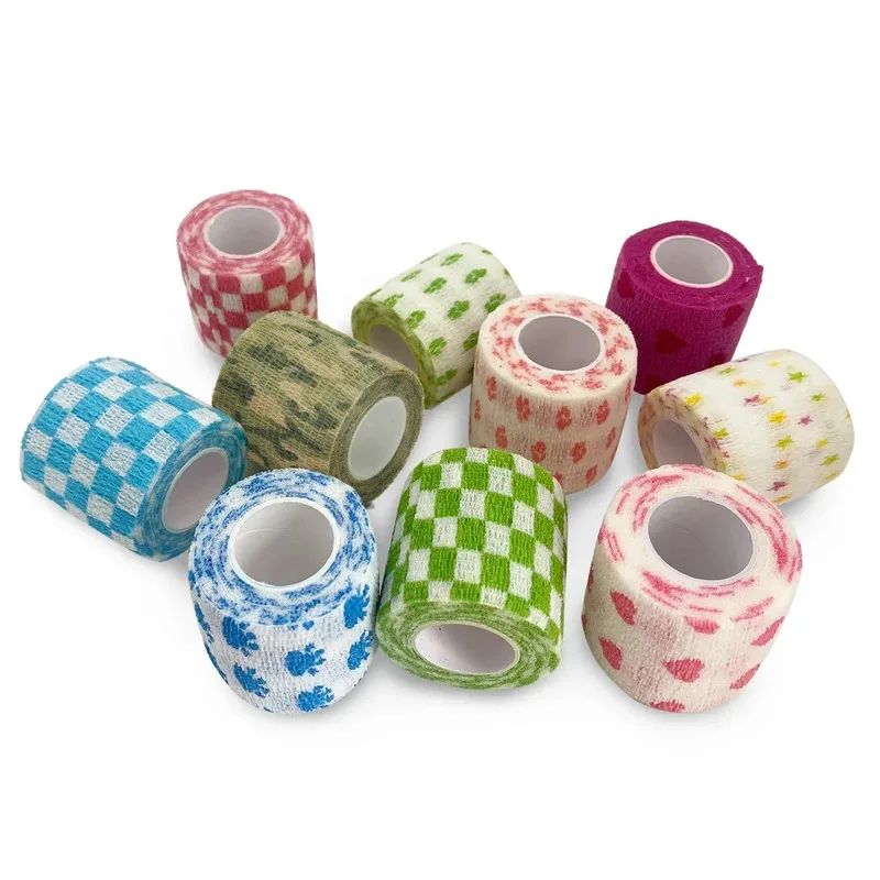 

10 Pcs Printed Sports Knee Protector 4.8m Therapy Elastic Bandage Colorful Self Adhesive Wrap Tape for Finger Joint Pet