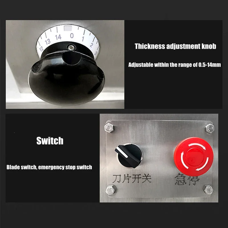 Fresh Meat Slicer Commercial Desktop Automatic 0.5-14mm Thickness Adjustable Stainless Steel Meat Slicer Machine