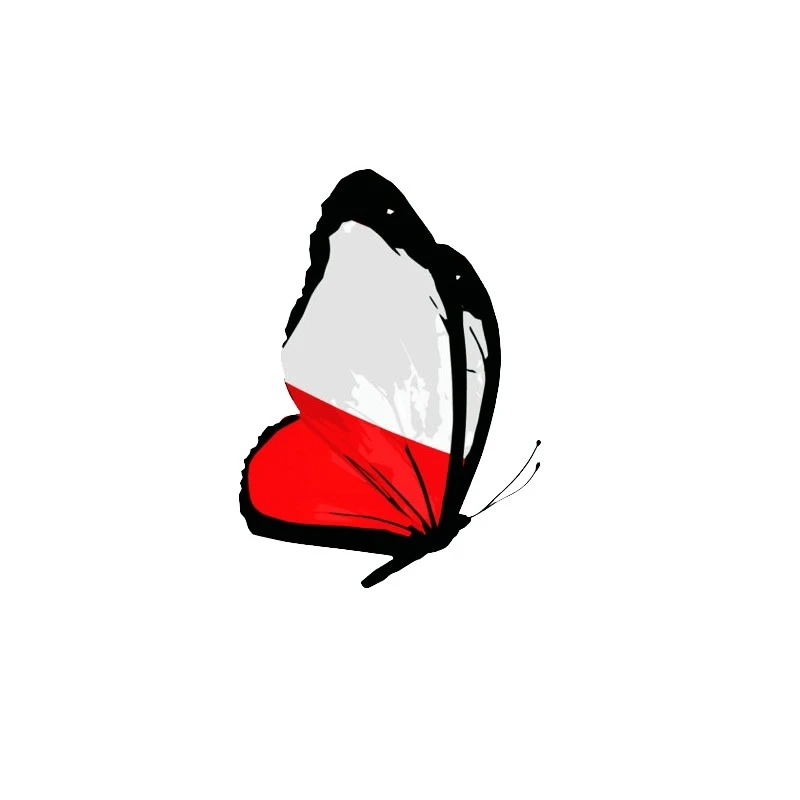 Lnterest Car Sticker Poland Flag Butterfly Fashion Car Window Reflective Decal ,18CM*12CM