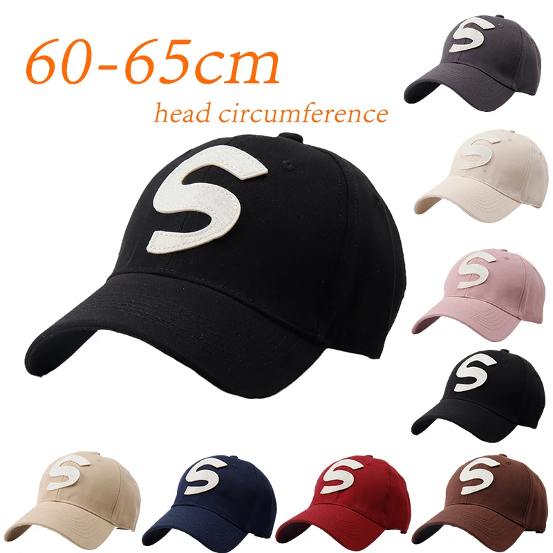 60-65cm S Letter Baseball Cap Large Korean Version Big Hat Female All-Match Dome Couple Cap Men Women Adjustable Casual Basebal