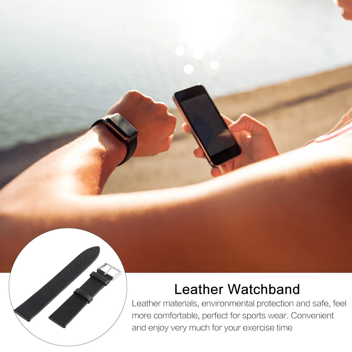 

Watch Band Cowhide 20Mm Thin Durable Adjustable Wristband For Smart Watch Water Strap Birthday Gift Replacement