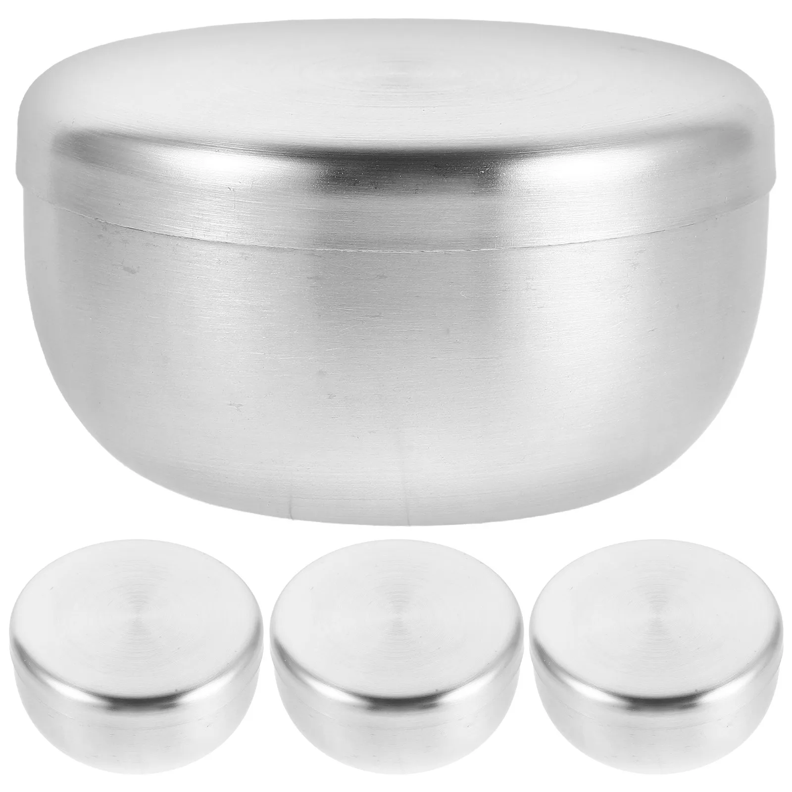 4Pcs Stainless Steel Shaving Bowl Set Round Metal Mug with Lid Multipurpose Beard Shave Cream Lather Bowl Travel Foaming Soap