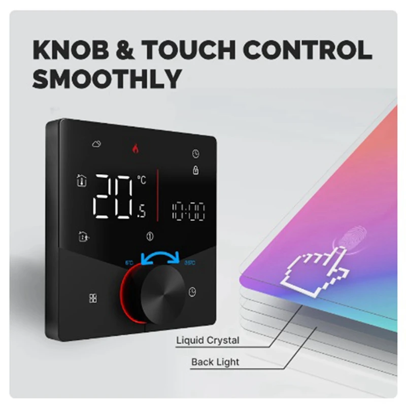 Wifi Smart Heating Knob Thermostat LCD Display Touch Screen Temperature Controller (Electric Heating White) Easy To Use