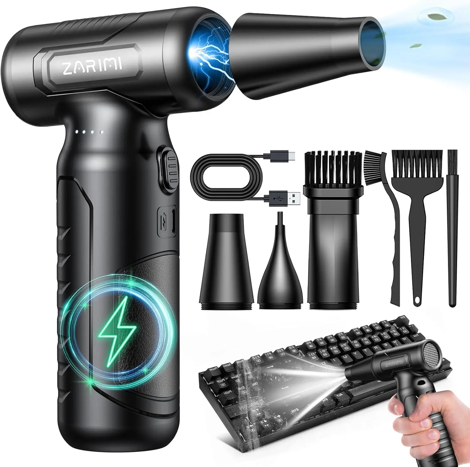 

Rechargeable Cordless Air Duster - 33,000 RPM High-Speed Blower for Keyboard, PC, Car & Home Cleaning