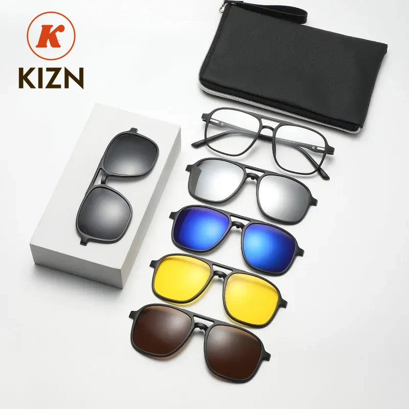 

KIZN 2333 Polarized Sunglasses Men Women Magnetic Clip TR90 On Glasses Optical Prescription Eyewear Frames Eyeglasses