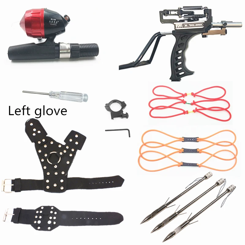 Powerful Hunting Metal Slingshot with Double Spring Design and Fishing Package, Fishing Reel Darts To Enhance Power Outdoor Toy