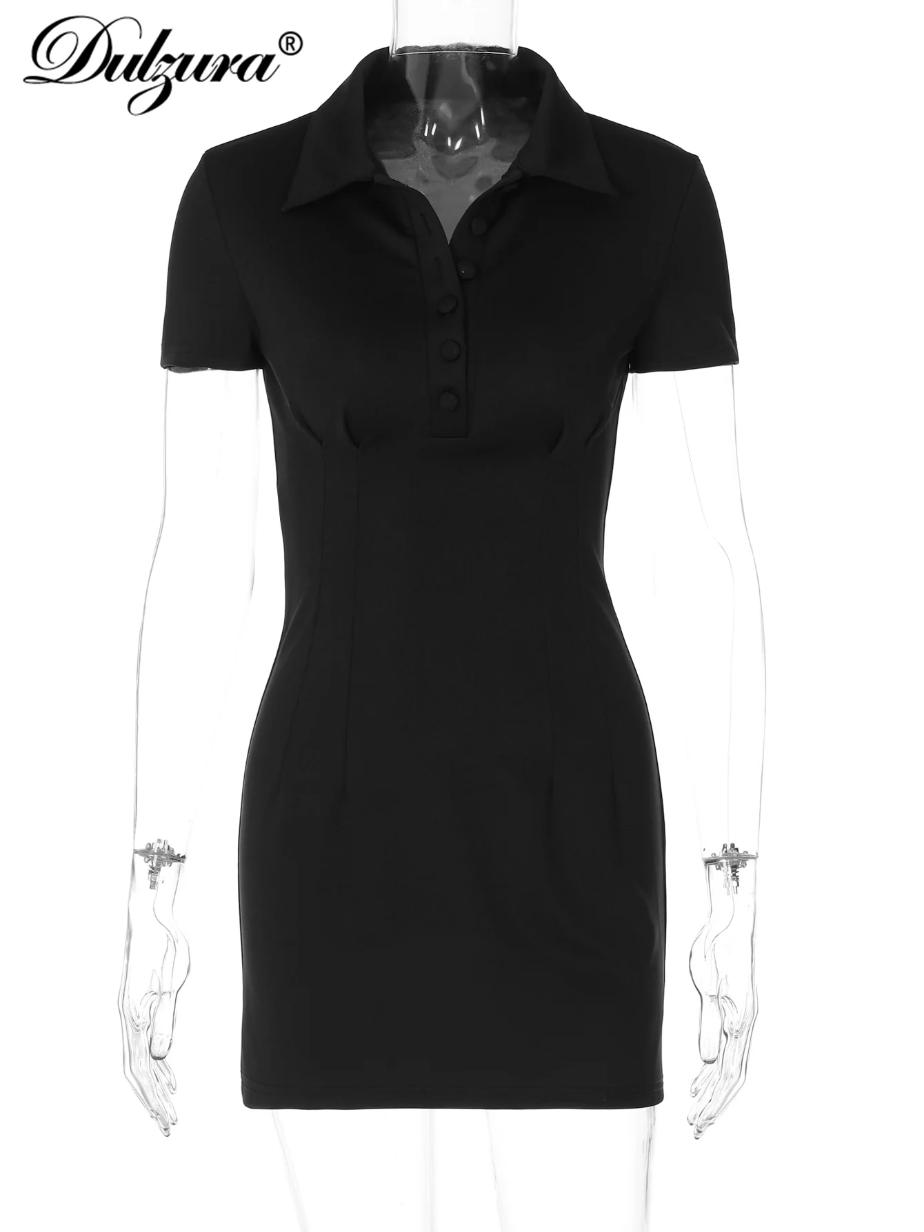 Dulzura sexy elegante Kleider für Frauen kurze Ärmel Mini-Polos hirt Kleid feste Kleidung Damen halb formelle Büro Club Party