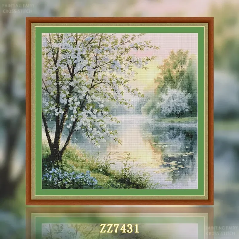 Stamped Cross Stitch Kit 14CT 16CT Printed Canvas Cotton Threads DIY Embroidery Home Wall Decor[ZZ7431-Morning Flower Language]