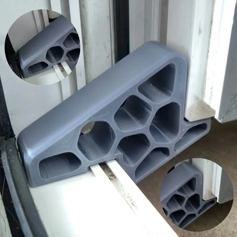 Multi-use Window/Balcony Door Stops with Track Lock, Easy Install/Removal Heavy Duty Stopper, Non-Slip Door Wedge Protector