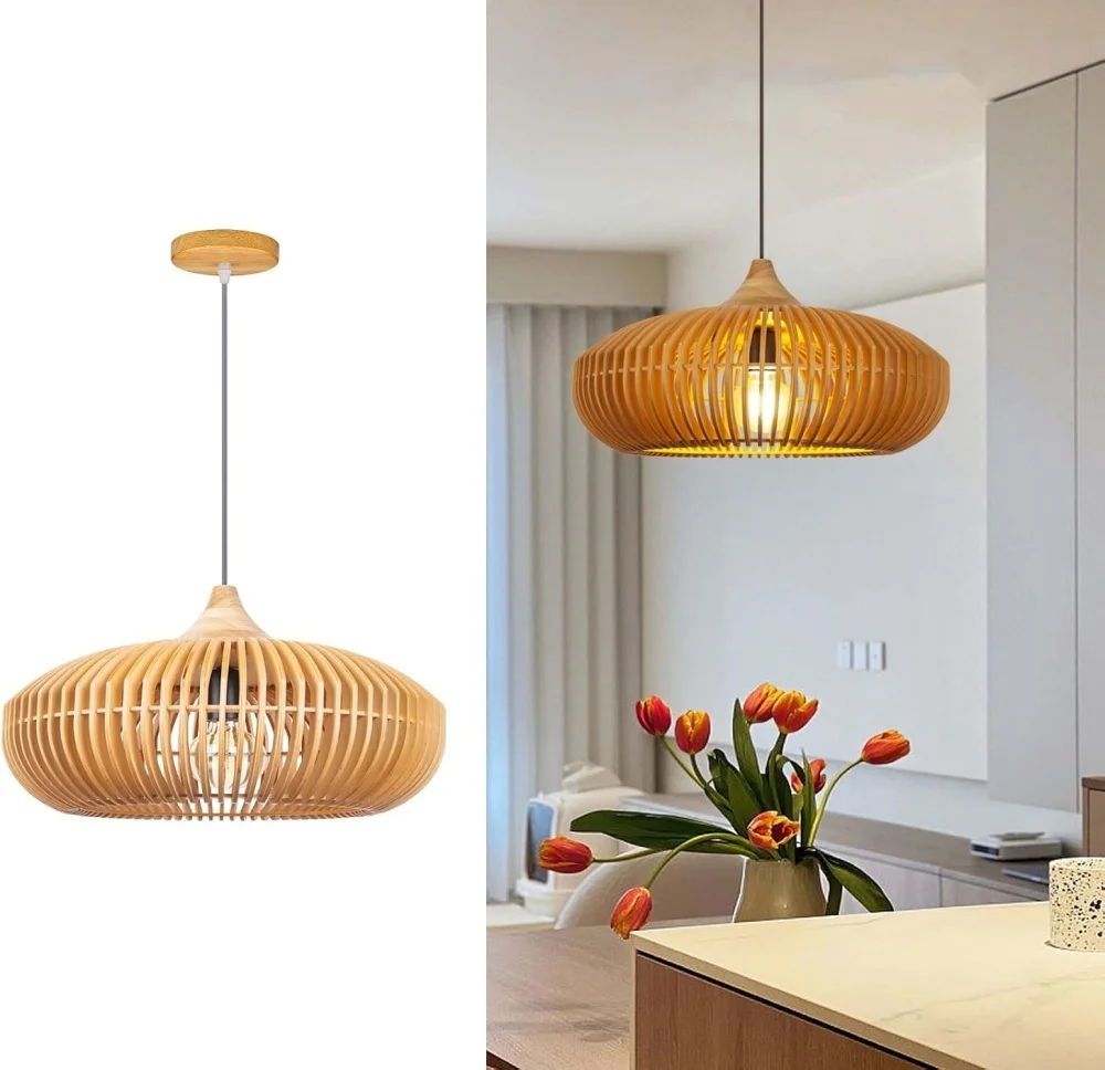 Retro Wooden Pendant Light Japanese Wabi Sabi Pendant Lamp Restaurant Dining Table Study Bedroom Bedhead Creative Pendant Light