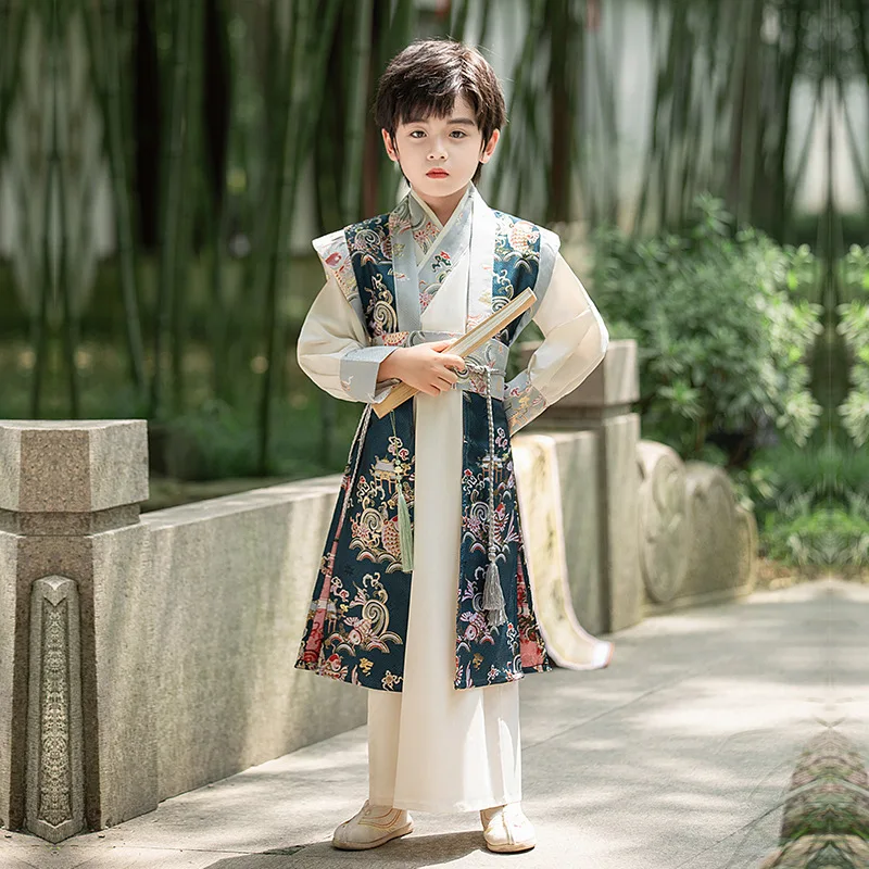 

Женское платье Hanfu, детское народное платье, танцевальный костюм для маленькой девочки и мальчика, танцевальный костюм, летняя одежда