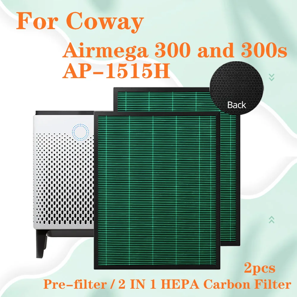 Pour purificateur d'air Coway airmega 300 / 300S AP-1515H, 2 pièces de remplacement 2 en 1 filtre HEPA et charbon actif