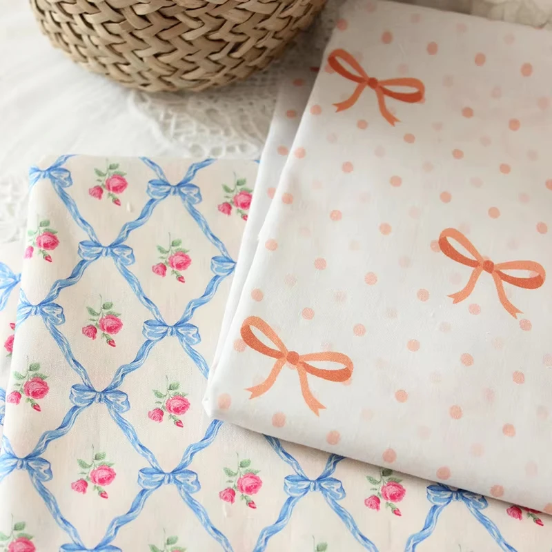 Butterfly Knot Pattern High Density Cotton Fabric Digital Printing Dyeing for INS Style Clothing Bedding Home Decor