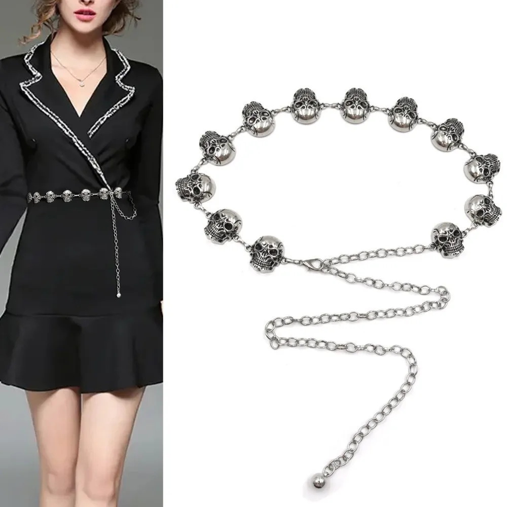 

Elegant Silver Skull Waist Chain Y2K Punk Body Chain Jewelry Accessory Belly Chain Waistband Ladies