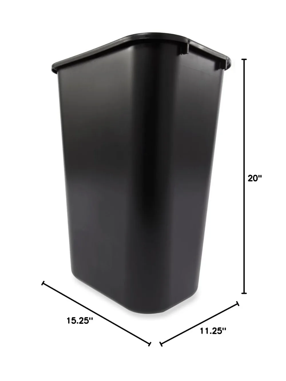 سلة مهملات قابلة للتكديس سعة 10.25 جالون، سلة قمامة بلاستيكية شديدة التحمل للمكتب/المنزل تحت المكتب/الحوض، عبوة من 4 قطع باللون الأسود
