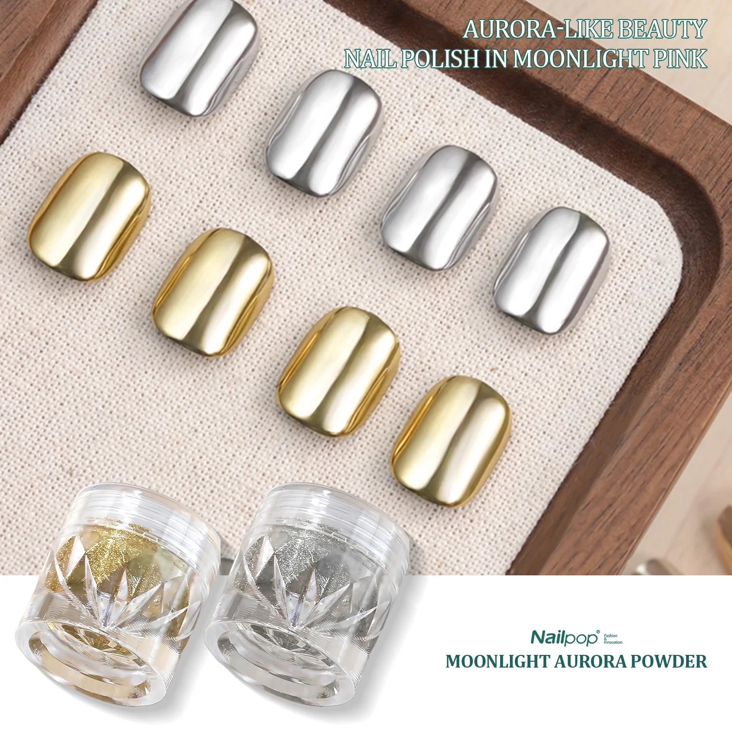 

Nailpop Metallic Magic Mirror Powder Блестящий эффект металлического мерцания Усилитель ногтей Голографический дизайн Пигмент для дизайна ногтей 0,2/0,5 г