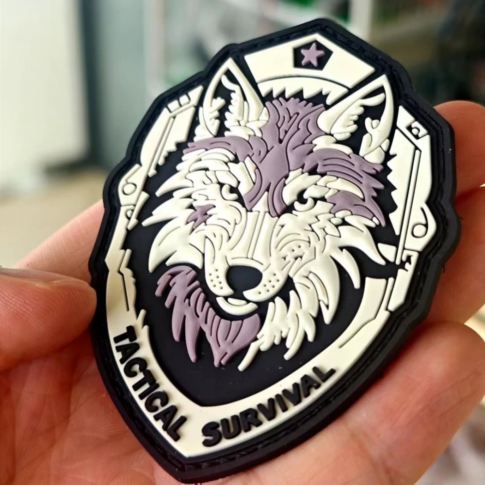 

TACTICAL SURVIVAL PVC Patches Wolf Morale Badge Outdoor Backpack Hook and Loop Sticker